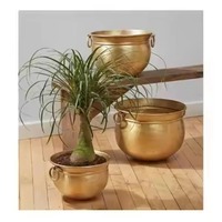 3 Metall pflanz gefäße unterschied licher Größe für Gartenhaus-Dekor-Pflanz gefäß mit kabel gebundenem Ständer Traditionelle Inneneinrichtung