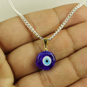 Collier pendentif œil turc en acier inoxydable plaqué or, perle bleue de 10 mm, bijoux chrétiens tendance pour cadeau d'anniversaire - Product Image 2