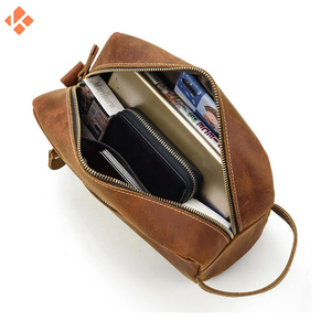 Wholesale Waterproof <b>Large</b> Travel Shaving Kit For Men Gift Toiletry Wash <b>Bag</b> With Hook Men Vintage Leather Toiletry <b>Bag</b> - Product Image 6