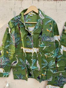 Nouvel ensemble de pyjama en coton décontracté à la mode vêtements de plage en coton indien deux pièces avec tissu en velours côtelé à motif animal - Product Image 2