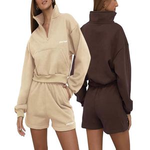 Ensemble de survêtement pour femme de haute qualité, écologique, respirant, léger, à séchage rapide, extensible dans les quatre sens, avec fermeture éclair 1/4 - Product Image 1