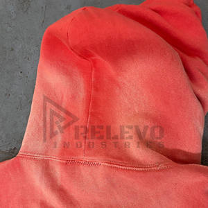 Orange Color New <b>Plain</b> <b>Men</b> Pullover Hoodie OEM Custom <b>Hoodies</b> Stone Washed 100% Cotton 450GSM Heavyweight Pullover <b>Hoodies</b> - Product Image 4