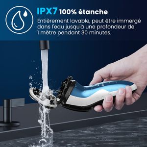 Afeitadora Eléctrica Recargable para Hombre, Afeitadora en Seco y Húmedo con Cabezales Giratorios y Pantalla LED, Recortadora de Barba Impermeable IPX7 para Uso Facial - Product Image 5
