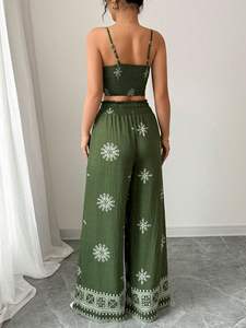 Ensemble de robe décontractée pour femme en deux pièces de qualité supérieure, chemisier court uni tissé, broderie, fournisseur en gros - Product Image 2