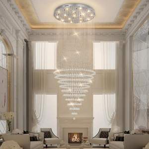 Lustre d'escalier en cristal moderne exclusif, lustre goutte de pluie 16 lumières pour foyer haut plafond, salon, couloir - Product Image 2