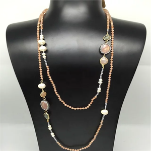 Collar de cuentas de resina de alto pulido para mujer, colores personalizados, cadena de hilo Vintage religioso, Perla de diamante, joyería de nuevo diseño - Product Image 3