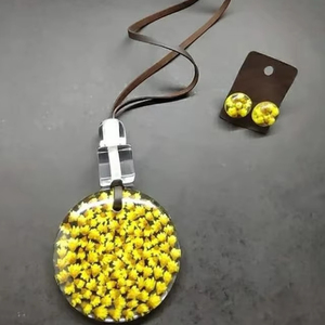 Nuevas niñas/mujeres flores rellenas resina collar colgantes moda resina flor pendientes collar joyería conjunto para mujer joyería - Product Image 1