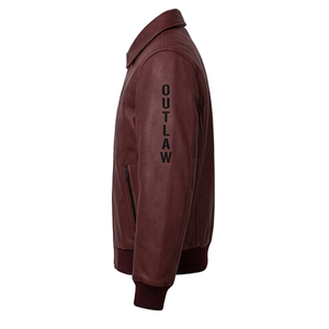 Chaqueta de Cuero Marrón de Última Moda para Hombre, Chaqueta de Motero con Bordado de Daga, Chaqueta de Calle Color Borgoña, Ropa Estilo Outlaw OEM - Product Image 3