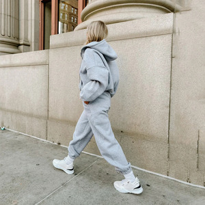 ชุดวอร์มผ้าฝ้ายแบบรูดซิปมีฮู้ดและกางเกงวิ่งชุดวอร์มและมีฮู้ดชุดเสื้อผ้า2ชิ้น - Product Image 6