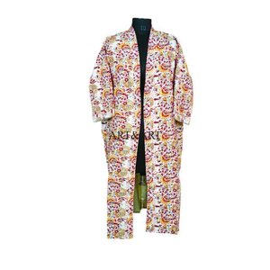 Chaqueta Térmica Vintage, Larga, con Parches Kantha, Kimono Hecho a Mano, Estampado de Bloques de Algodón, Bata de Noche para Damas de Honor - Product Image 2