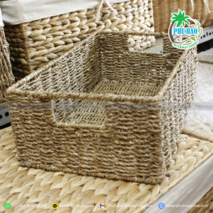 BEST PRODUCT for HOUSEHOLD Seagrass Rectangular Basket with Lid for All <b>Your</b> Storage Needs Use It for Food Storage Gifts - Product Image 5