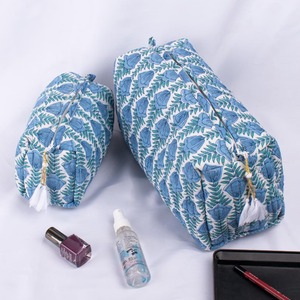 Vintage Style Cotton Case <b>Set</b> 3 Quilted Block Print for Bags Large/Medium/Small Capacity Water Resistant Eco-Friendly - Product Image 4