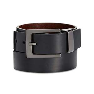 Cinturón reversible informal para hombre Alfani talla 32 negro con hebilla de acero - Product Image 1