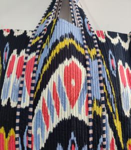 กระเป๋าผ้าพิมพ์ลายดอกไม้โบฮีเมียนแบบกลับด้านได้ทำด้วยมือผ้าฝ้าย100% เป็นมิตรกับสิ่งแวดล้อมยั่งยืนสำหรับร้านขายของชำช้อปปิ้งผ้าฝ้าย - Product Image 3