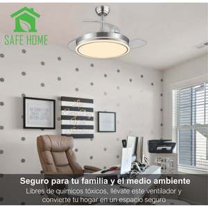 Ventilador de techo con acabado en níquel LED y aspas retráctiles - Product Image 2