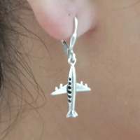 Pendientes Colgantes de Plata de Ley 925 Hechos a Mano con Forma de Avión, Joyería de Moda para Mujer, para Navidad o Aniversario