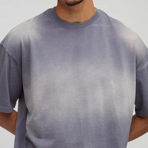 เสื้อยืดสำหรับผู้ชายเสื้อยืดคอกลมฟอกสีกรดเสื้อยืดสตรีทไซส์ใหญ่ - Product Image 3