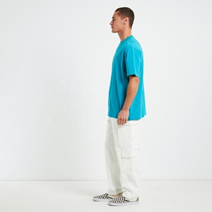 T-shirt personnalisé 100 % coton épais, uni, coupe oversize, pour homme, style streetwear décontracté, épaules tombantes - Product Image 4