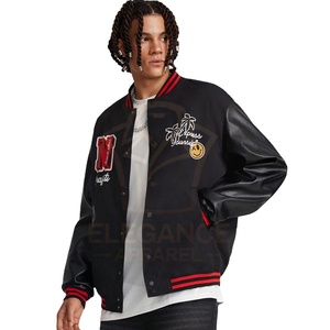 Manches longues lâches imprimées avec motif anglais Bon fournisseur avec prix de gros Porter des vestes d'université de baseball d'automne - Product Image 1