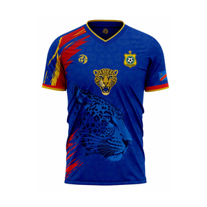 RDC National <b>Soccer</b> Jersey V Neck Short Sleeve Leopard Print Sublimated Design Adults Team Football Apparel Lightweight Jersey - Product Image 2