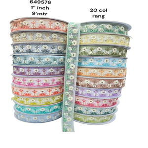 Cintas bordadas a máquina hechas a medida en diseños de flores y en veinte colores para vestidos de novia en 1,25 pulgadas de ancho - Product Image 6
