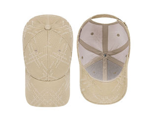 Casquette de baseball personnalisable en coton uni à 6 panneaux avec broderie 3D rayée et logo, style sportif vieilli, 2026 - Product Image 5