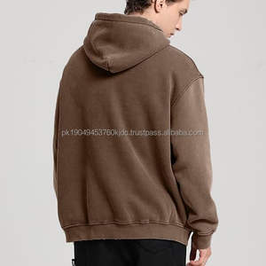 Sudadera con capucha de gran tamaño de peso pesado Vintage para hombre, sudadera de algodón térmico de felpa lavada, ropa de calle bordada para verano - Product Image 4