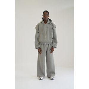 Conjunto Deportivo Personalizado de 2 Piezas para Hombre, Sudadera Holgada con Capucha y Pantalones Jogger de Felpa, 100% Algodón, 480 GSM, con Cremallera - Product Image 3