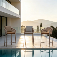 Chaise de bar extérieure en aluminium, siège en corde d'oléfine, bord de piscine, qualité commerciale, vente directe