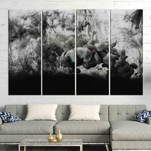 Décoration murale moderne en verre trempé - Œuvre d'art sur toile imprimée, lot de 4 toiles - Product Image 1