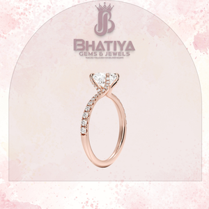 Bague solitaire diamant taille coussin bague de fiançailles pavée en or jaune bijoux fins classiques Moissanite - Product Image 4