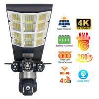 Lámpara Solar Todo en Uno OMSEN con Cámara CCTV de 3 Lentes, WiFi, Tarjeta SIM 4G, V380pro para Jardín