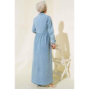 Robe en jean à double poche et fermeture éclair Denim Blue - Product Image 1