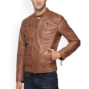 Blouson de motard en cuir véritable de peau de mouton pour homme, très tendance, design personnalisé, broderie, confortable, doux, imperméable à l'avant - Product Image 6
