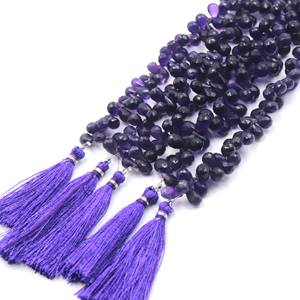 พลอยอเมทิสต์ทรงหยดน้ำตาแบบเหลี่ยมเพชรพลอยประดับอัญมณีบริโอเลตต์อเมทิสต์ธรรมชาติลูกปัดอเมทิสต์ขนาด6x10-9x13มม. 8นิ้ว - Product Image 3