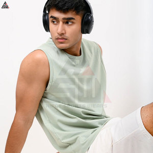 Débardeurs pour hommes en coton et fibre de bambou respirants, à logo personnalisé, à prix avantageux, décontractés, en maille, ajustés, sans manches, pour l'entraînement - Product Image 3