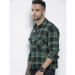 Camisa informal de hombre de calidad superior al mejor precio 100% algodón OEM ODM negro verde a cuadros Boxy Shacket fabricación al por mayor - Product Image 1