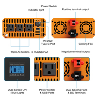 Convertisseur d'énergie solaire HOULI 4000W 12V/24V à onde sinusoïdale pure monophasé DC vers 110V AC pour camping-car, camion, système solaire hors réseau, avec écran LCD, certifié ETL