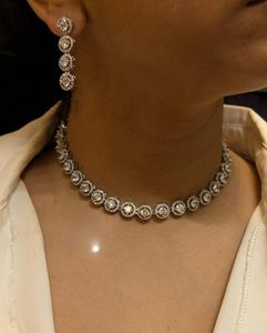 Collier ras du cou Moissanite de luxe de qualité supérieure boucles d'oreilles ensemble pour les fêtes mariages anniversaires fiançailles idée cadeau parfaite - Product Image 3