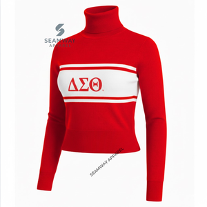 Delta |   Sigma |   Pull à col roulé pour femme Theta Sorority, tricoté, col montant, décontracté, style polo - Product Image 2