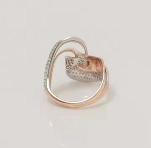 Diamantes de moissanita originales de oro sólido de 14K, anillo de dos tonos, cruzado ondulado, declaración de cóctel, regalo de joyería para ella - Product Image 3