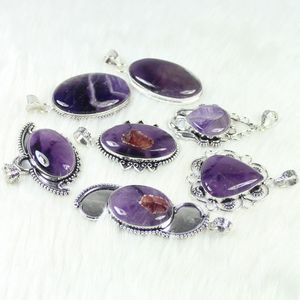 Collier de créateur unisexe de style bohème avec pendentif en pierre précieuse améthyste violette naturelle - Product Image 2