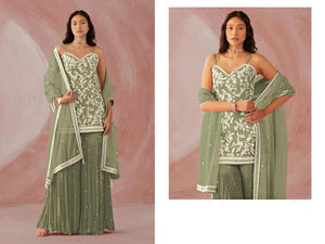 Camisa bordada Frente de HandKhaddi Bindi de algodón puro con camisa bordada Parte posterior de HandKhaddi Bindi de algodón puro - Product Image 4