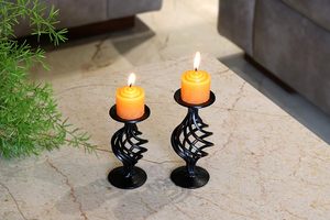 Bougeoir en métal noir élégant support en fer minimaliste pour intérieur de maison moderne et décoration de table - Product Image 3