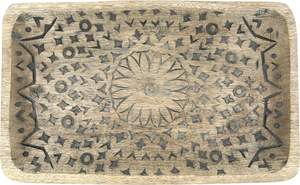 Plateau en bois de manguier sculpté à la main, plateau roulant brun, plateaux ronds pour le petit-déjeuner, plateau de service en bois pour aliments, plateau de service en bois de manguier - Product Image 3