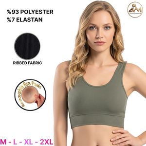 Bralette sin Varillas para Mujer, Acanalado, Ajuste Cómodo, con Relleno Extraíble, Transpirable, Estilo Top con Espalda en U - Product Image 4