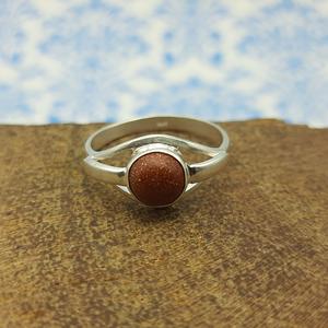 Premium 925 Sterling Silver Women's Diamond Stone Ring with Natural <b>Sandstone</b> Cabochon for Wedding or Gifts - Product Image 5