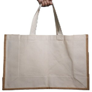 Grand sac fourre-tout en coton 100% uni recyclé biologique de créateur en toile réutilisable avec logo imprimé personnalisé et écologique - Product Image 4