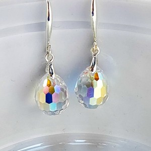 Boucles d'oreilles prisme en cristal brillant en argent Sterling Aurora Borealis Disco Ball élégant bijoux faits à la main cadeau pour elle - Product Image 2