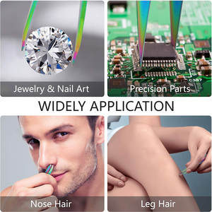 Juego de 6 Pinzas de Acero Inoxidable para Cejas, Tijeras Curvas de Precisión, Cepillo para Pestañas, Herramientas de Belleza para Depilar, Estuche - Product Image 2